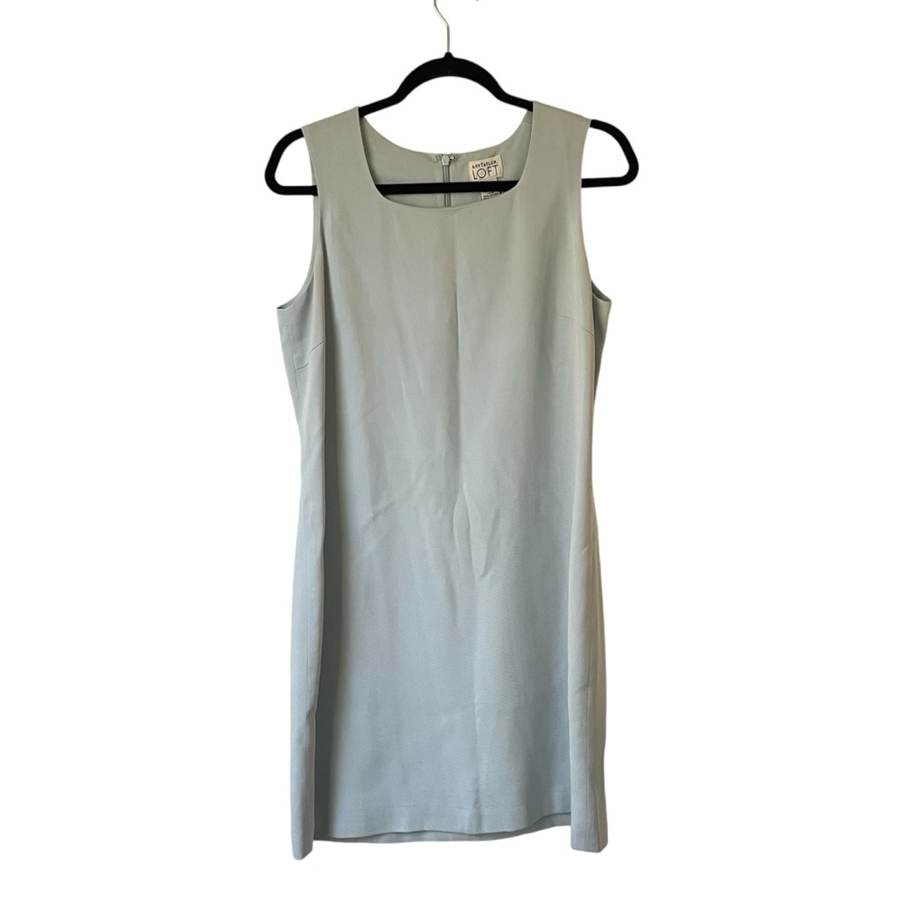 LOFT silk baby blue mini/midi length shift dress size small